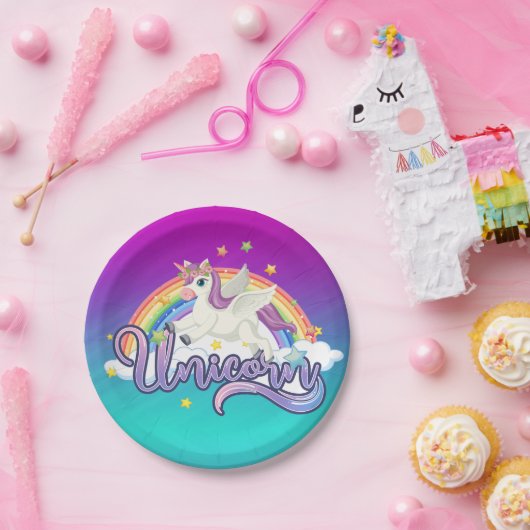 Unicorn Rainbow Birthday Magical Whimiscal Pappteller (Party)