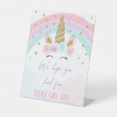 Unicorn Rainbow Birthday Party Gefallen Sockelschild (Vorderseite)