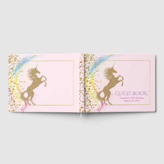 Unicorn Rainbow Birthday Party Guest Book Gästebuch (Voll)