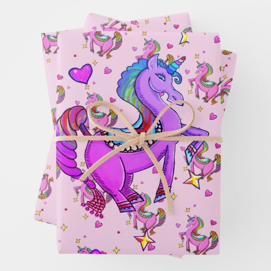 Unicorn Rainbow Brite Geschenkpapier Set (Beispiel)