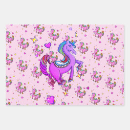 Unicorn Rainbow Brite Geschenkpapier Set