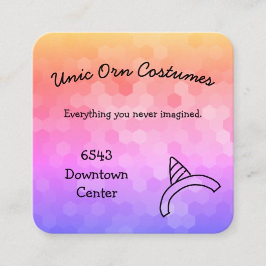 Unicorn Rainbow Business Card Quadratische Visitenkarte (Vorderseite)