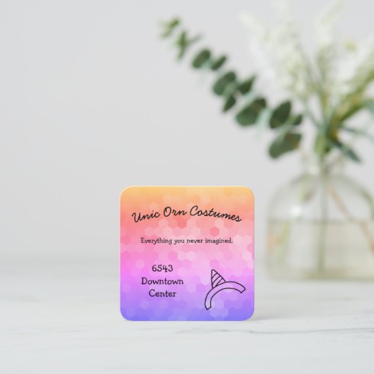 Unicorn Rainbow Business Card Quadratische Visitenkarte (Stehend Vorderseite)