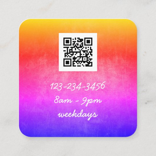 Unicorn Rainbow Business Card Quadratische Visitenkarte (Rückseite)