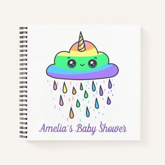 Unicorn Rainbow Cloud Baby Shower Notizblock (Vorderseite)