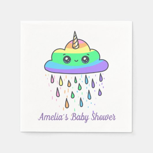 Unicorn Rainbow Cloud Baby Shower Serviette (Vorderseite)