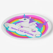 Unicorn Rainbow Clouds Stars Bounce House Gift Pappteller (Schrägansicht)