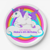 Unicorn Rainbow Clouds Stars Bounce House Gift Pappteller (Vorderseite)