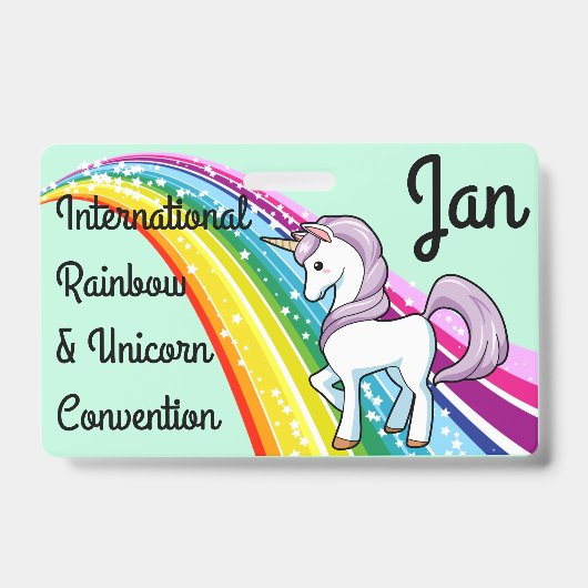 Unicorn & Rainbow Convention Abzeichen Personalisi Ausweis (Front)