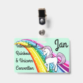 Unicorn & Rainbow Convention Abzeichen Personalisi Ausweis (Front with Clip)