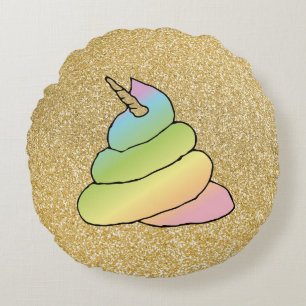 Unicorn Rainbow Crap Emoji Kacke Emoji No Face Rundes Kissen