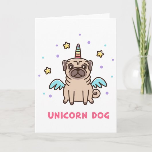 Unicorn Rainbow Dog Karte (Vorderseite)