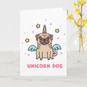 Unicorn Rainbow Dog Karte (Gelbe Blume)