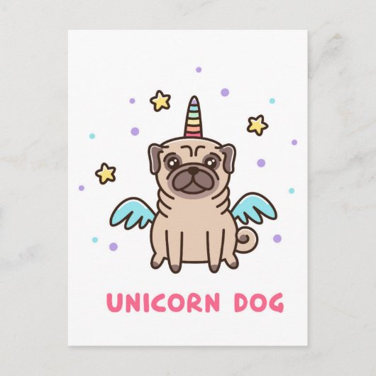 Unicorn Rainbow Dog Postkarte (Vorderseite)