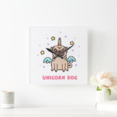 Unicorn Rainbow Dog Quadratische Wanduhr (Zuhause)
