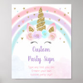 Unicorn Rainbow Editable Birthday Sign Poster (Vorne)