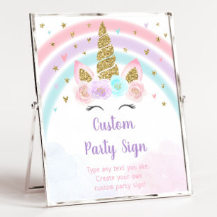 Unicorn Rainbow Editable Birthday Sign Poster