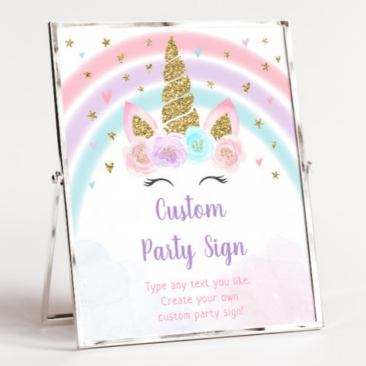 Unicorn Rainbow Editable Birthday Sign Poster