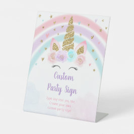 Unicorn Rainbow Editable Birthday Sockelschild