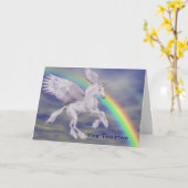 Unicorn Rainbow Fantasy Art Foto Card Karte (Gelbe Blume)