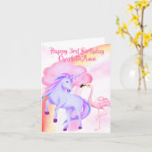 Unicorn Rainbow Flamingo Girls 3. Geburtstag Karte (Gelbe Blume)