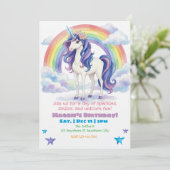 Unicorn Rainbow Fun Watercolor Birthday Einladung (Stehend Vorderseite)