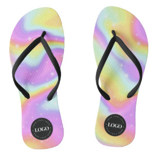 Unicorn Rainbow Galaxy & Custom Business Logo Badesandalen