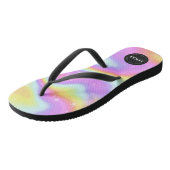 Unicorn Rainbow Galaxy & Custom Business Logo Badesandalen (Schrägansicht)
