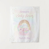 Unicorn Rainbow Girl Babydusche Hintergrund Tapest Wandteppich (Vorderseite)