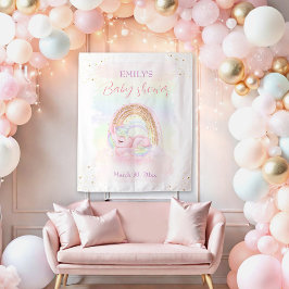 Unicorn Rainbow Girl Babydusche Hintergrund Tapest Wandteppich