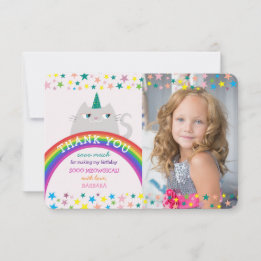Unicorn Rainbow Girl Birthday Vielen Dank Dankeskarte