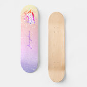 Unicorn rainbow glitter modern name personalized skateboard (Vorderseite)