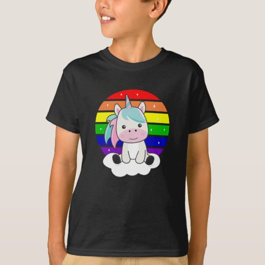 Unicorn Rainbow Glitzer Kawaii Einhorn Farbenfroh T-Shirt (Vorderseite)