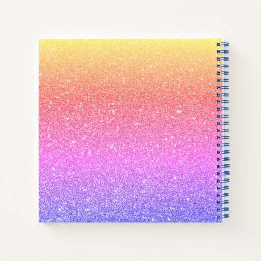 Unicorn Rainbow Glitzer Sketchbook Skript Notizblock (Rückseite)