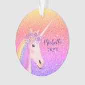 Unicorn Rainbow Glitzer Stilvolle Kinder Personali Ornament (Vorderseite)