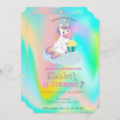 Unicorn Rainbow Holographic Magical Birthday Einladung (Vorne/Hinten)