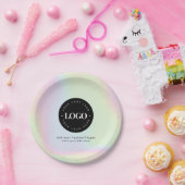 Unicorn Rainbow Holographic Pastel Business Logo Pappteller (Party)