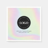 Unicorn Rainbow Holographic Pastel Business Logo Serviette (Vorderseite)