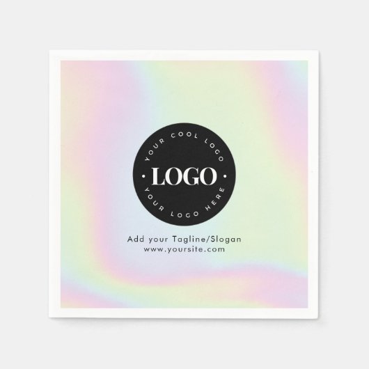 Unicorn Rainbow Holographic Pastel Business Logo Serviette (Vorderseite)