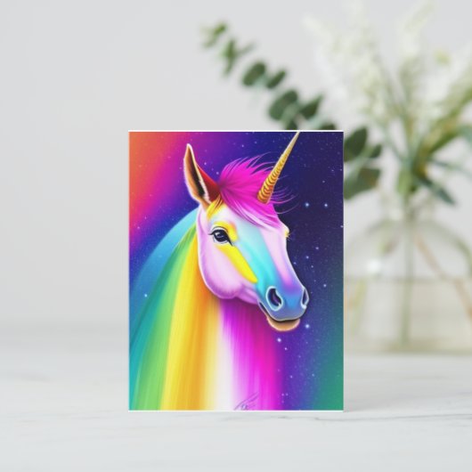 Unicorn Rainbow Horse Postkarte (Stehend Vorderseite)