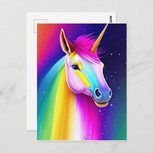 Unicorn Rainbow Horse Postkarte (Vorne/Hinten)