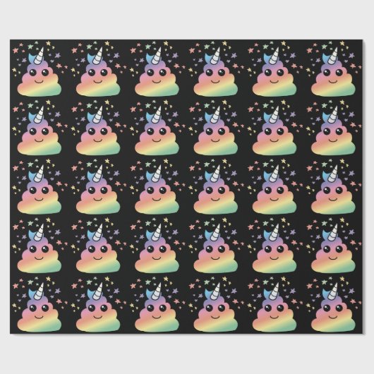 Unicorn Rainbow Kackend Emoji Kawaii Geschenkpapier (Flach)