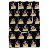 Unicorn Rainbow Kackend Emoji Kawaii Mittlere Geschenktüte (Rückseite)