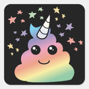 Unicorn Rainbow Kackend Emoji Kawaii Quadratischer Aufkleber