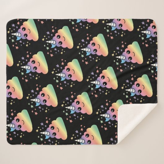 Unicorn Rainbow Kackend Emoji Kawaii Sherpadecke (Vorderseite (Horizontal))