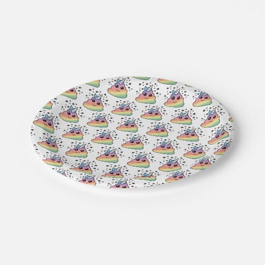 Unicorn Rainbow Kackend Emoji Pappteller (Schrägansicht)