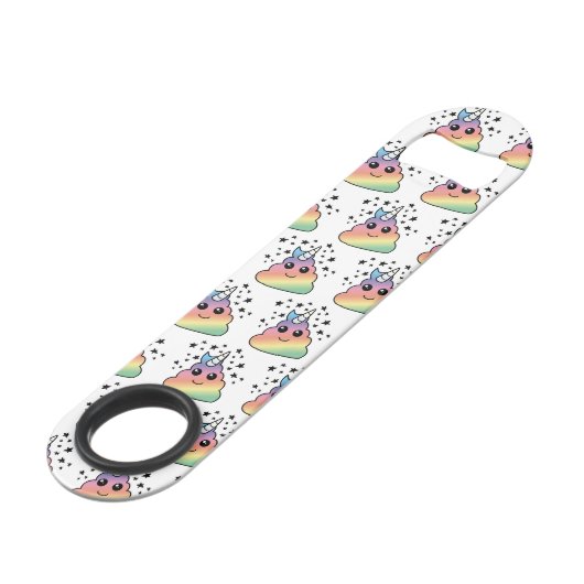 Unicorn Rainbow Kackend Emoji Speed Flaschenöffner (Vorderseite Schrägansicht)