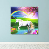 Unicorn Rainbow Landscape Blume Eins Leinwanddruck (Insitu (Holzboden))