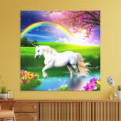Unicorn Rainbow Landscape Blume Eins Leinwanddruck (Insitu (Wohnzimmer))