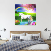 Unicorn Rainbow Landscape Blume Eins Leinwanddruck (Insitu (Schlafzimmer))